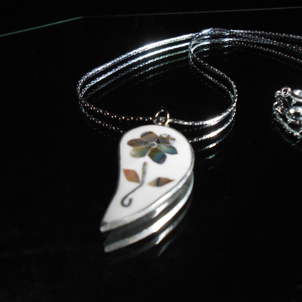 Silver and Abalone Necklace - 22" Chain